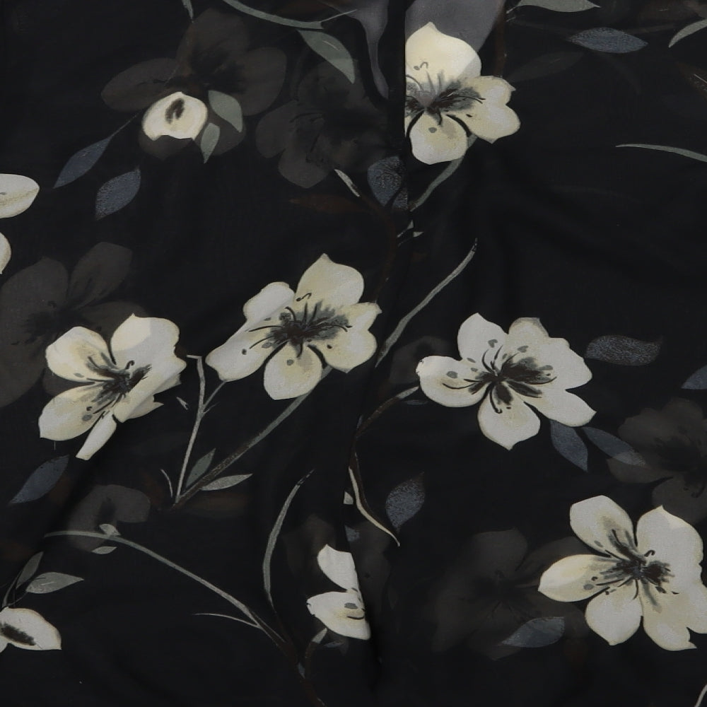NEXT Womens Black Floral Chiffon Basic Blouse Size 18