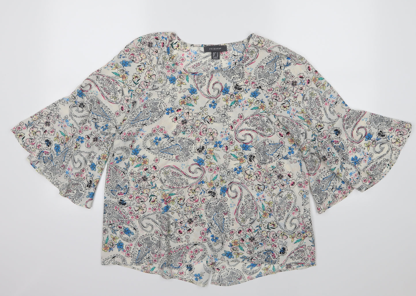 Primark Womens White Floral  Basic Blouse Size 14
