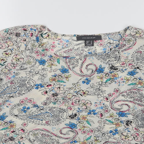 Primark Womens White Floral  Basic Blouse Size 14