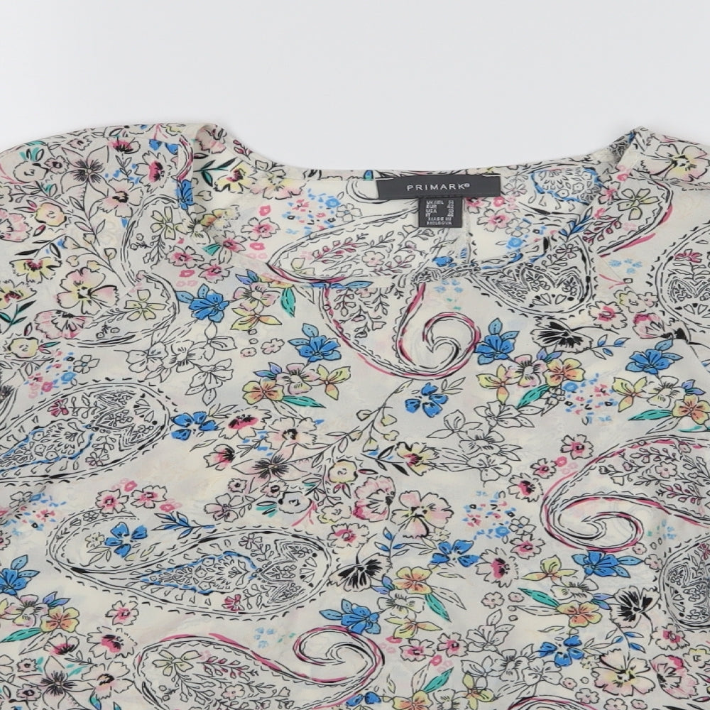 Primark Womens White Floral  Basic Blouse Size 14