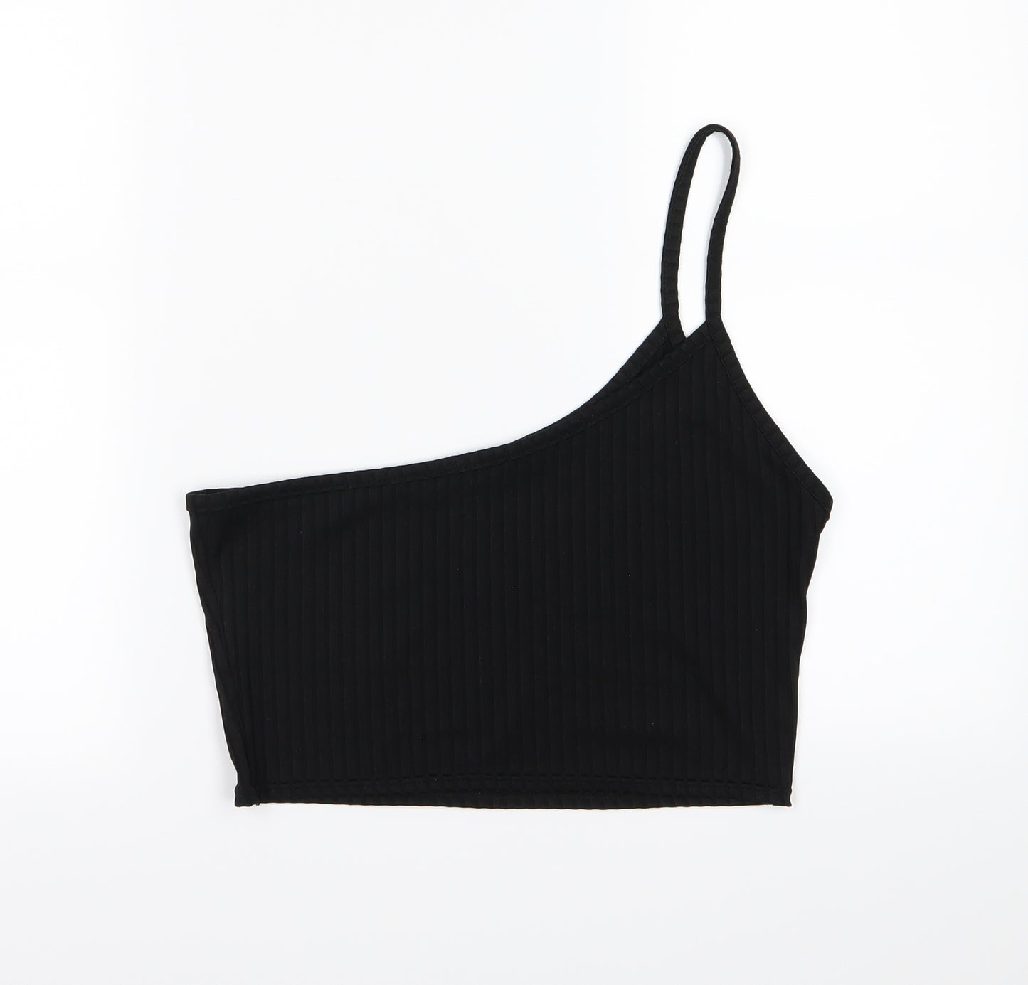 PRETTYLITTLETHING Womens Black   Cropped T-Shirt Size 12