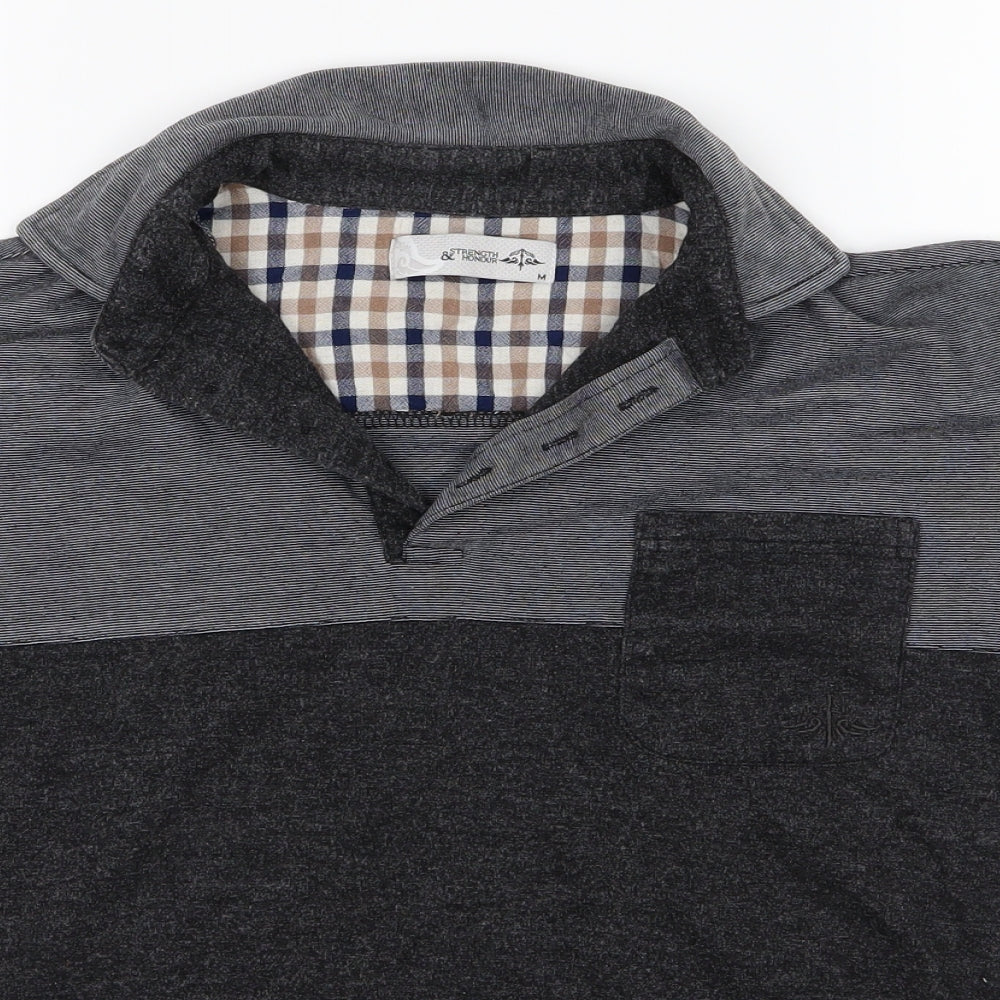 Strength & Honour Mens Grey  Jersey  Polo Size M