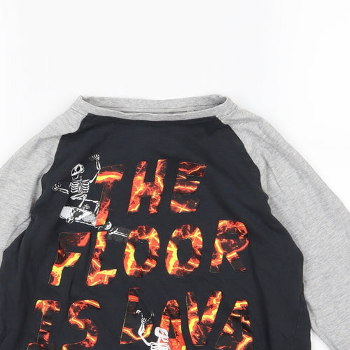 NEXT Boys Black  Jersey  Pyjama Top Size 11 Years  - the floor is lava