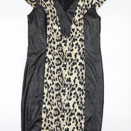 Definitions Womens Black Animal Print  Pencil Dress  Size 12