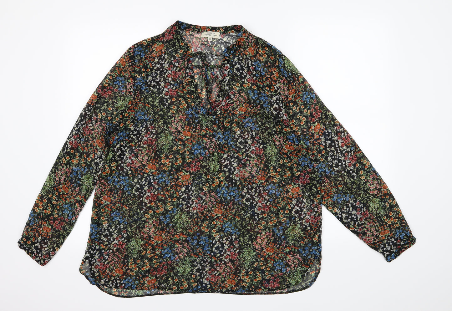 Papaya Womens  Floral Chiffon Basic Blouse Size 18