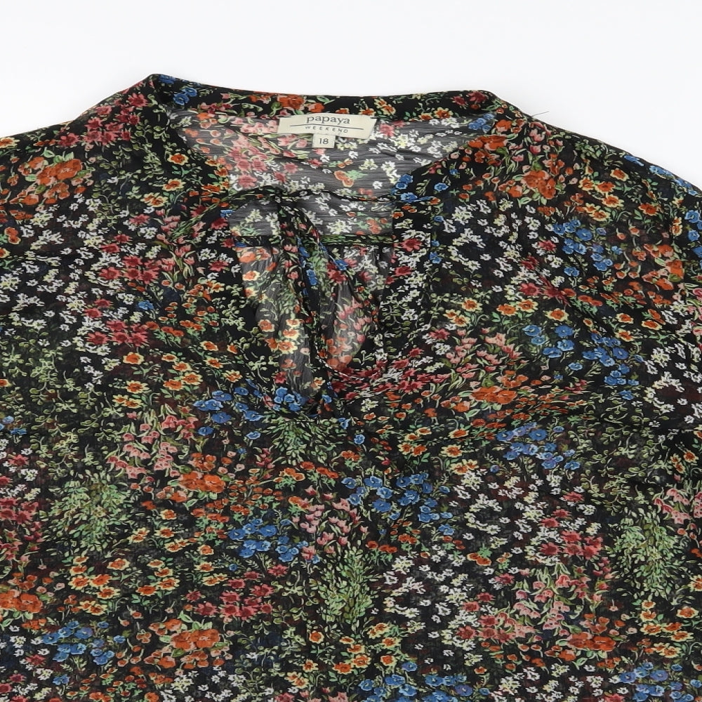 Papaya Womens  Floral Chiffon Basic Blouse Size 18