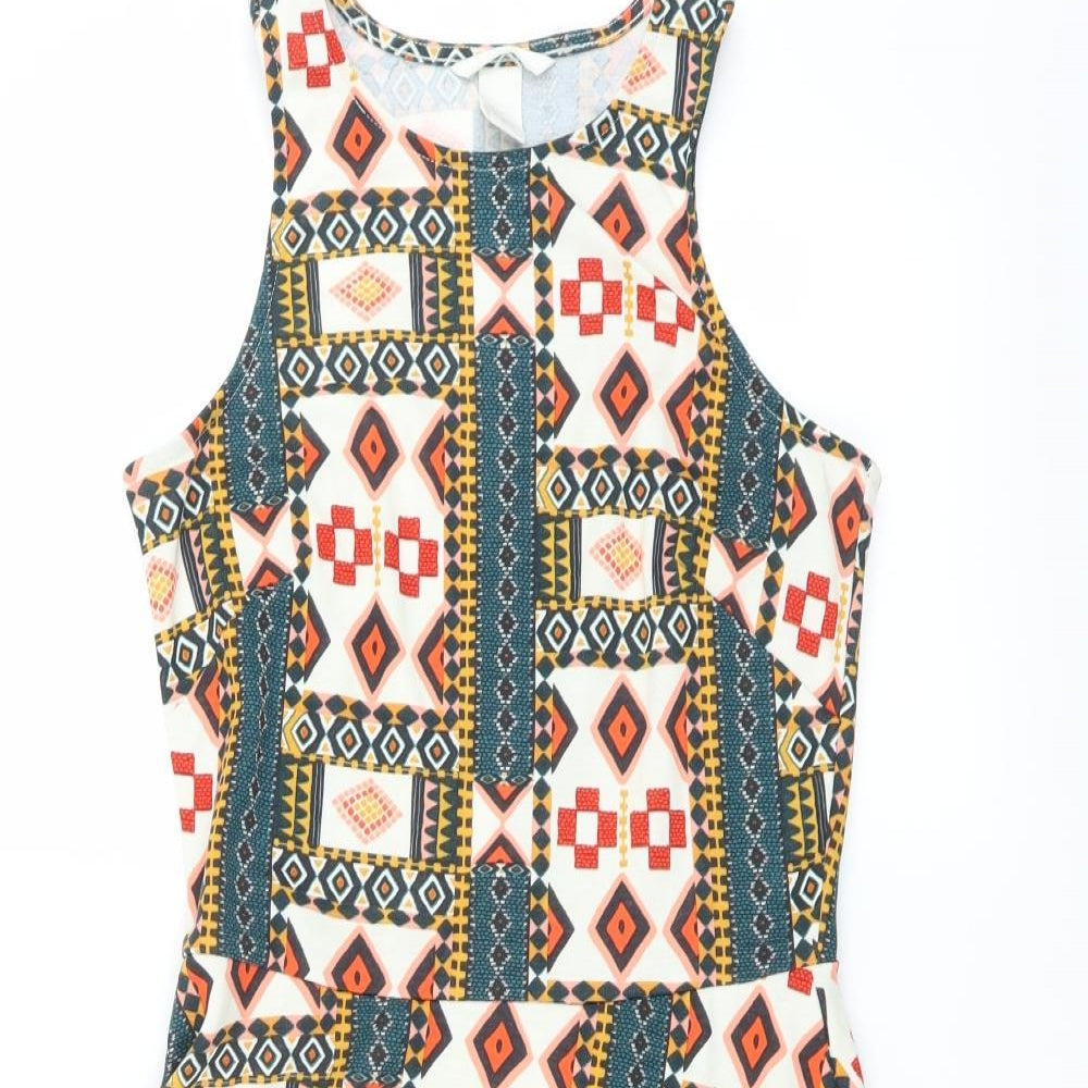 H&M Womens Multicoloured Geometric  Skater Dress  Size S