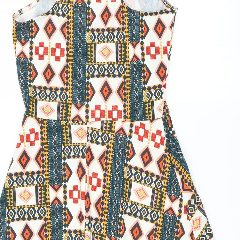 H&M Womens Multicoloured Geometric  Skater Dress  Size S