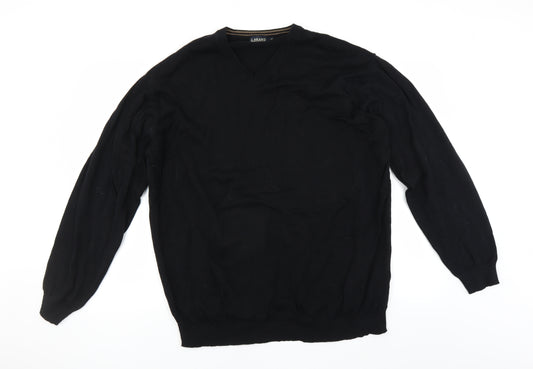 Front view of & Brand men’s black jumper, size XL