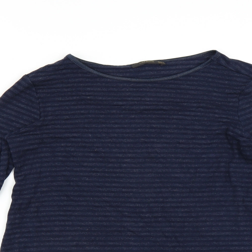 paul mark Womens Blue Striped  Basic T-Shirt Size S