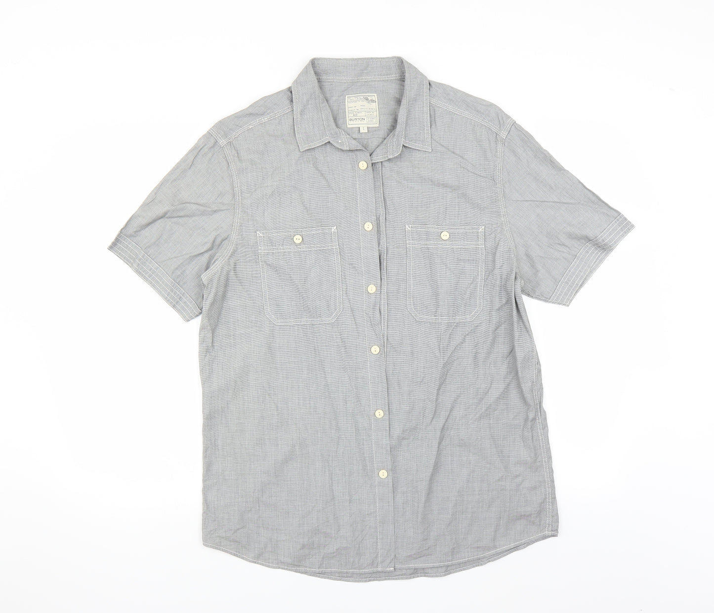 Burton Mens Grey    Button-Up Size L