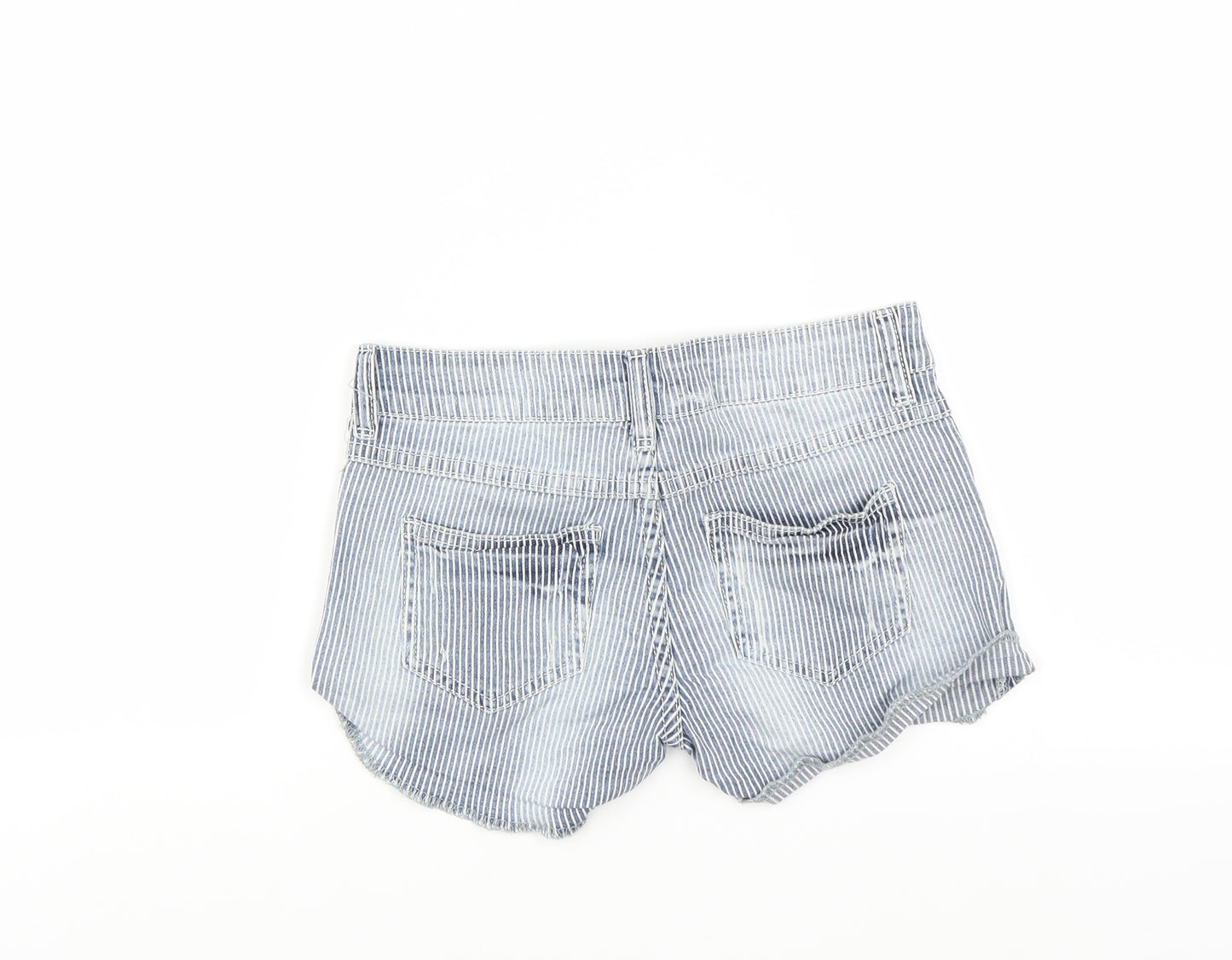 Miss Denim Womens Blue Striped  Hot Pants Shorts Size 6