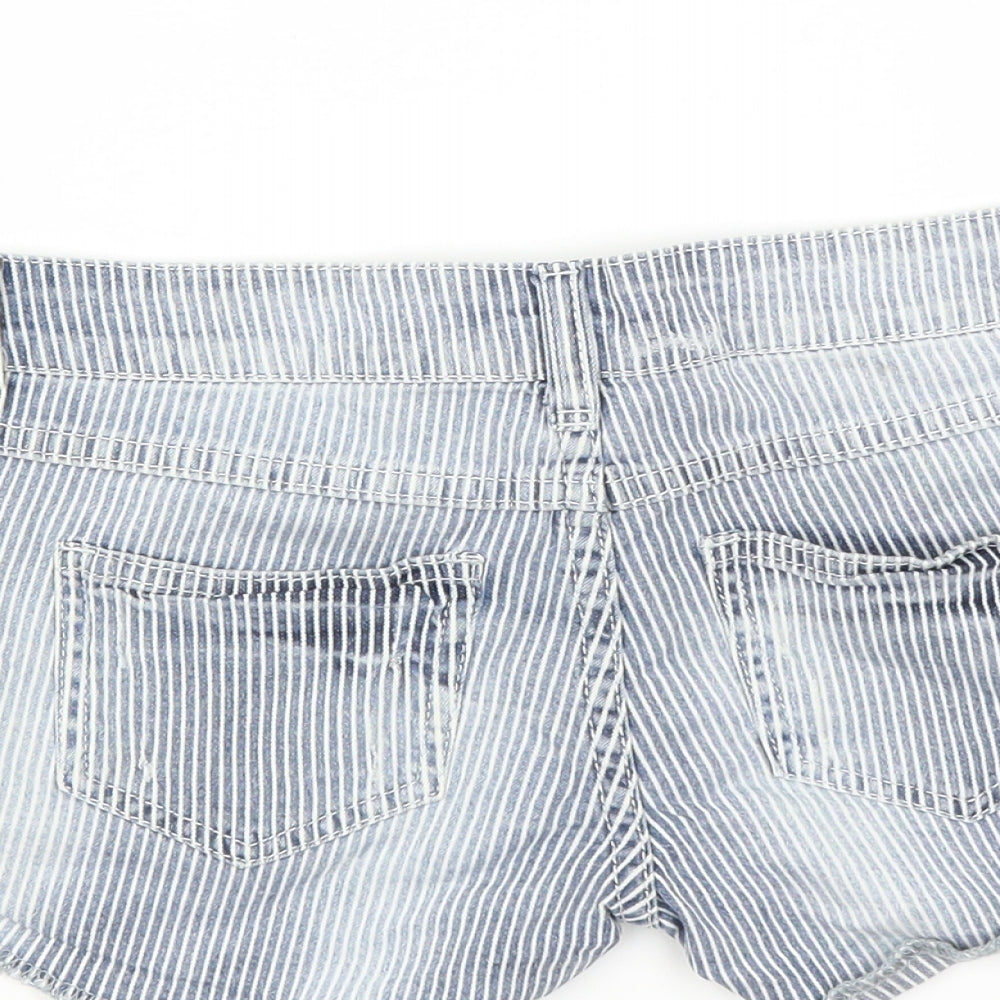 Miss Denim Womens Blue Striped  Hot Pants Shorts Size 6