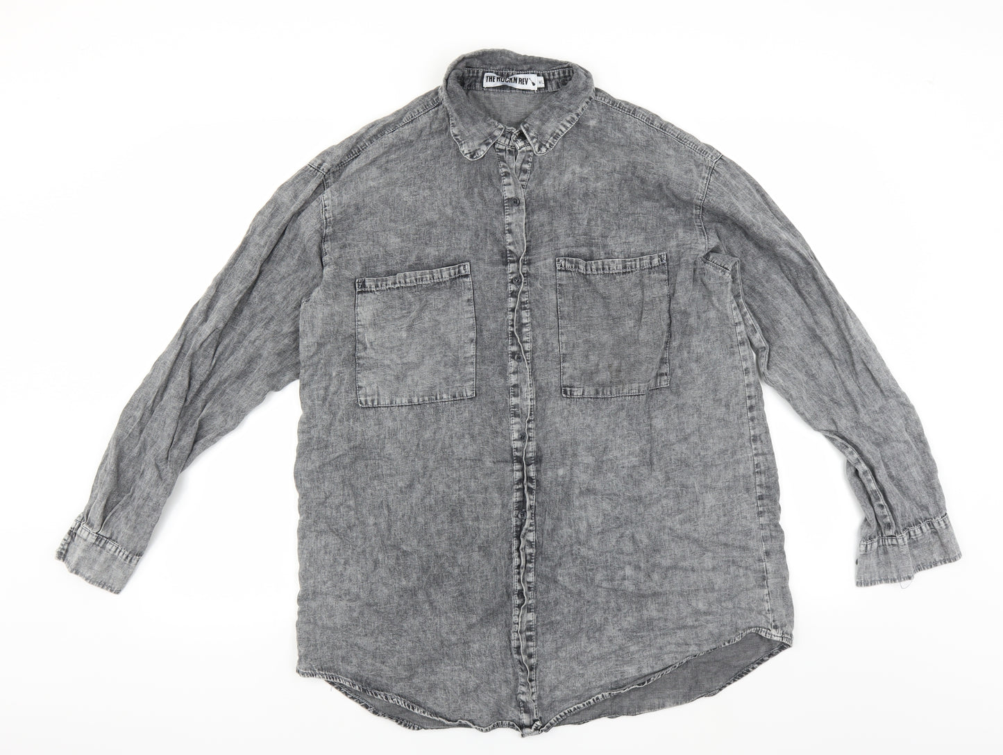 Rockn rev Mens Grey    Button-Up Size M