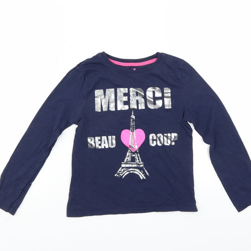 YD Girls Blue   Basic T-Shirt Size 7-8 Years  - Merci Beaucoup