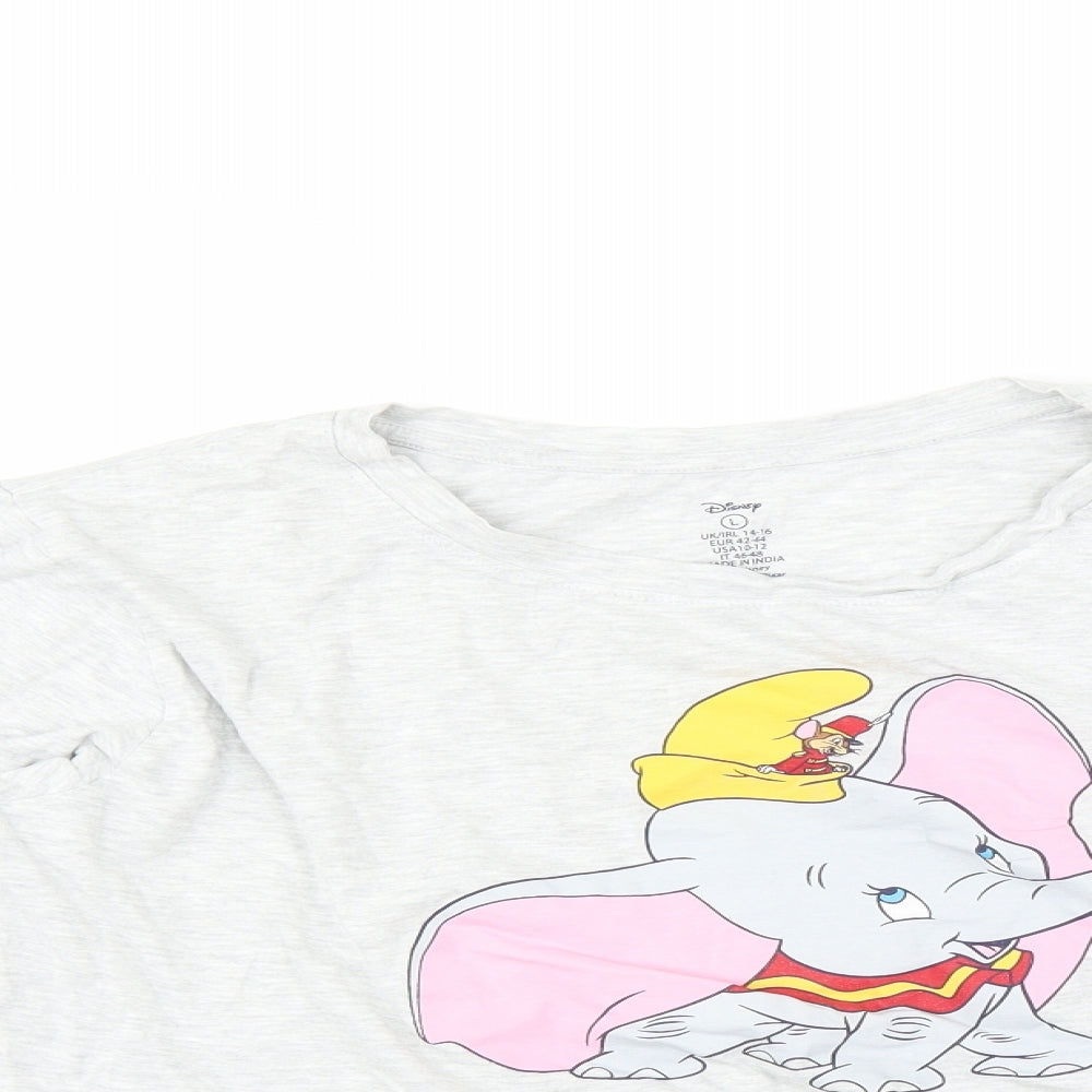 Disney Womens Grey Solid  Top Pyjama Top Size 14  - Dumbo