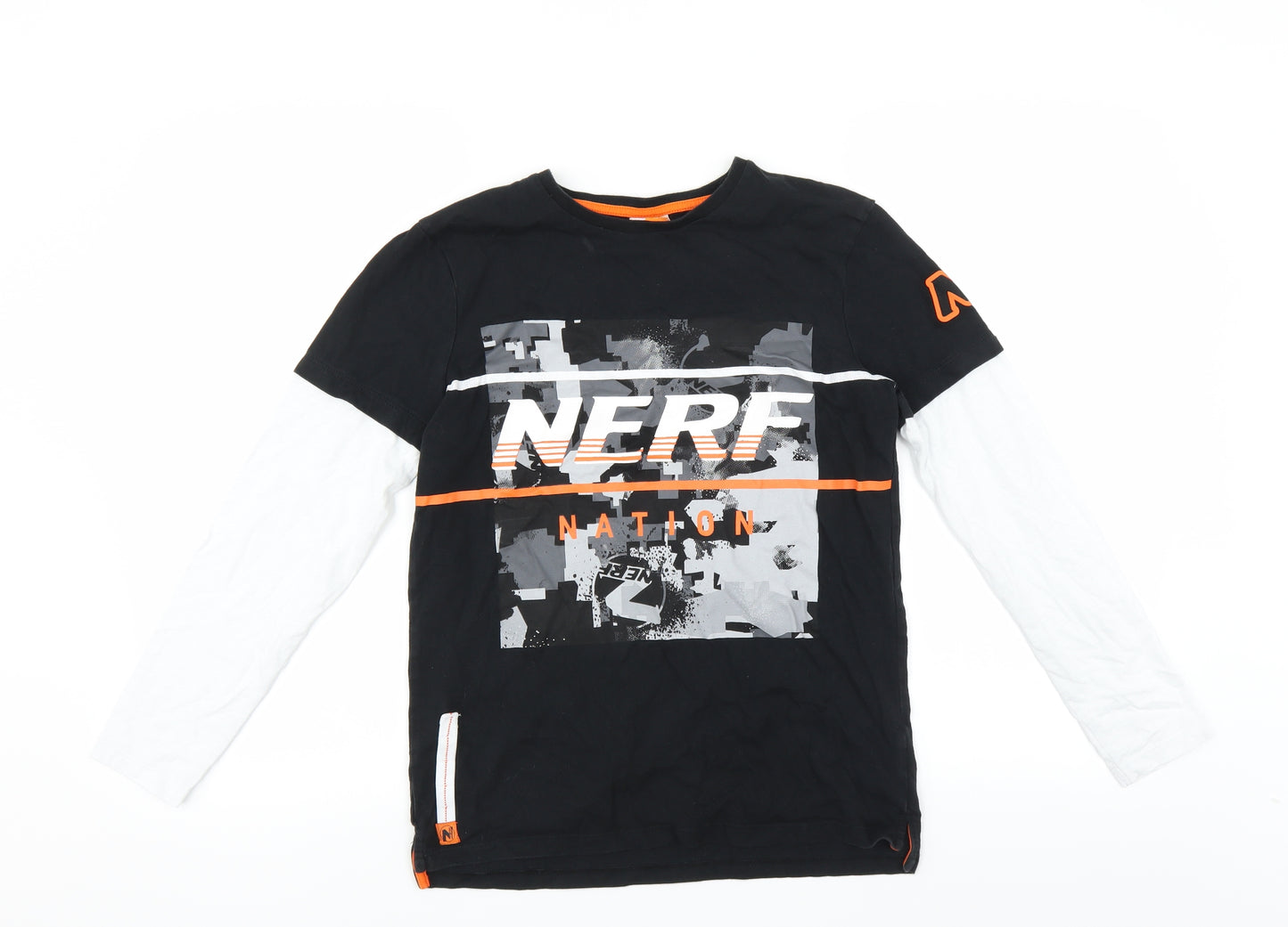 George Boys Black   Basic T-Shirt Size 13-14 Years  - NERF NATION