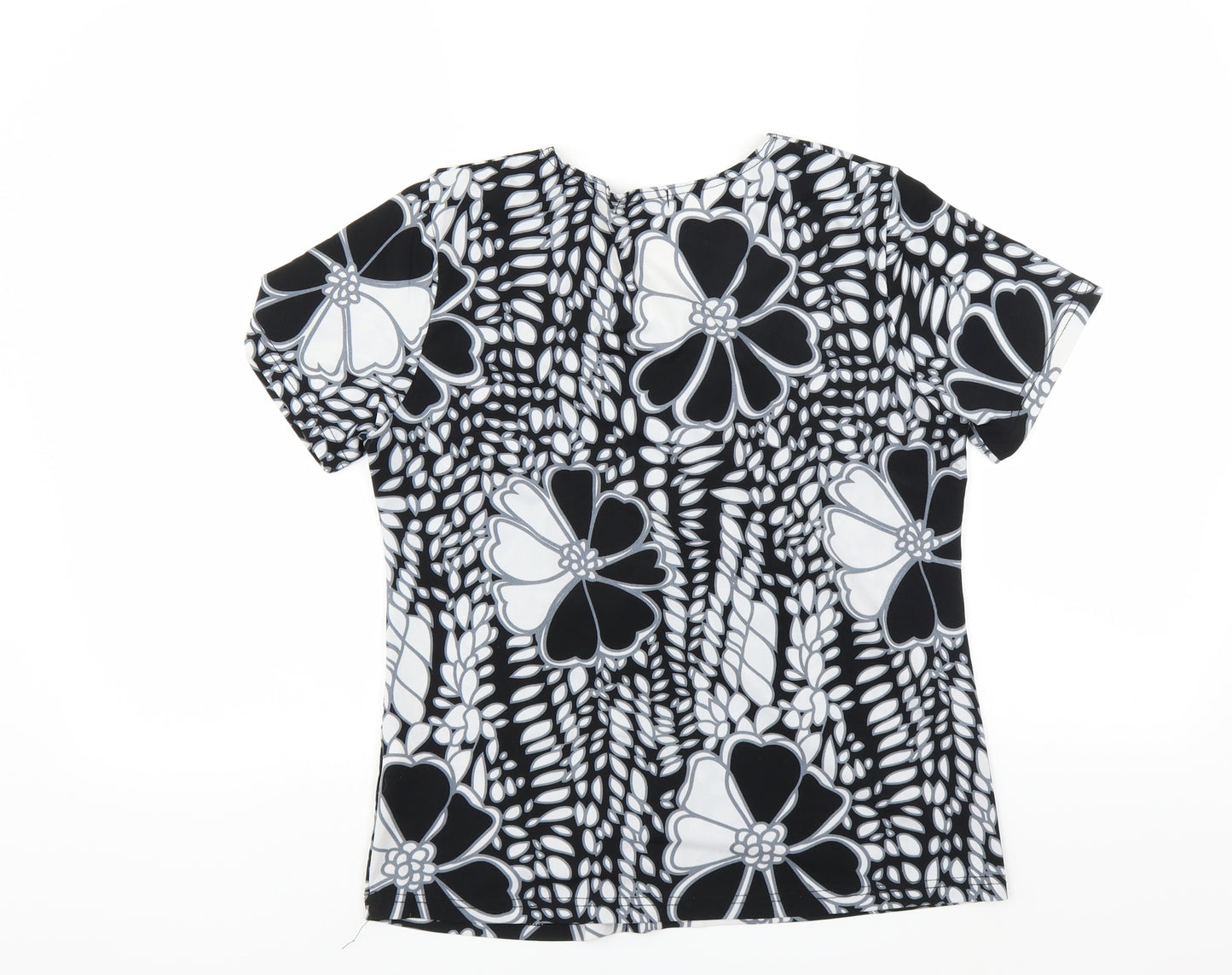 Alexara Womens Black Floral  Basic Blouse Size 16