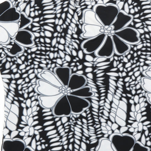 Alexara Womens Black Floral  Basic Blouse Size 16