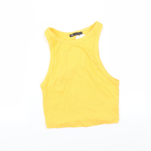 Zara Womens Orange   Basic Tank Size L  - CROPPED