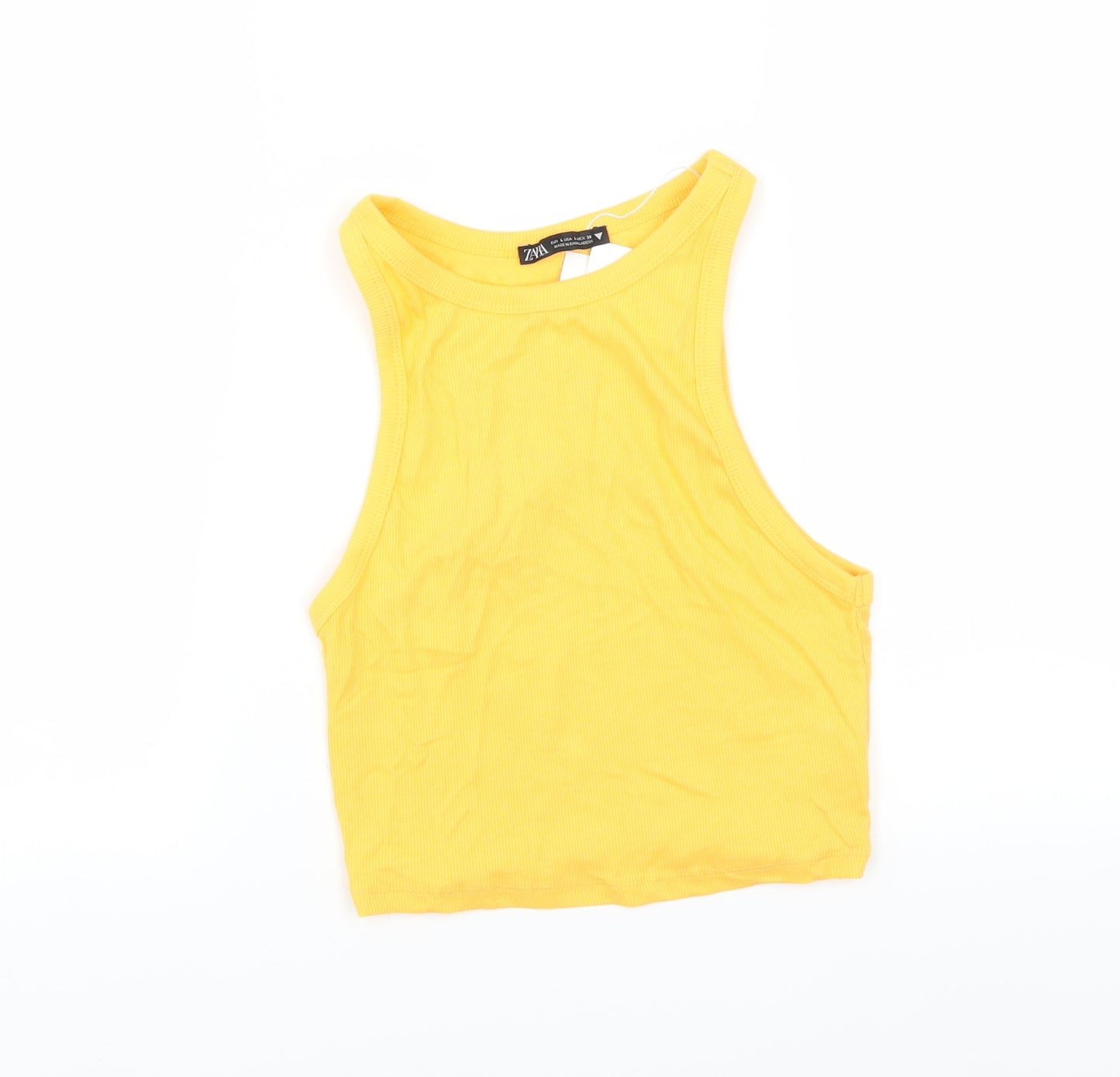 Zara Womens Orange   Basic Tank Size L  - CROPPED