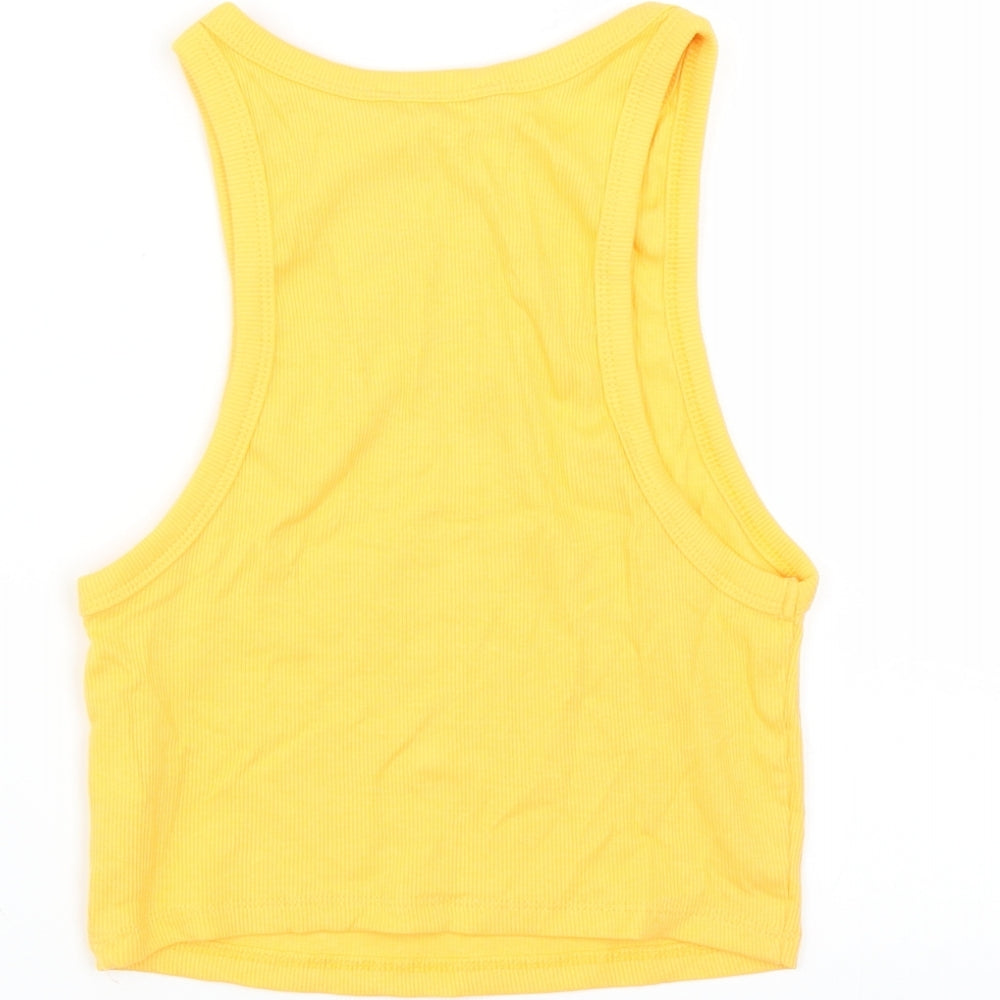 Zara Womens Orange   Basic Tank Size L  - CROPPED