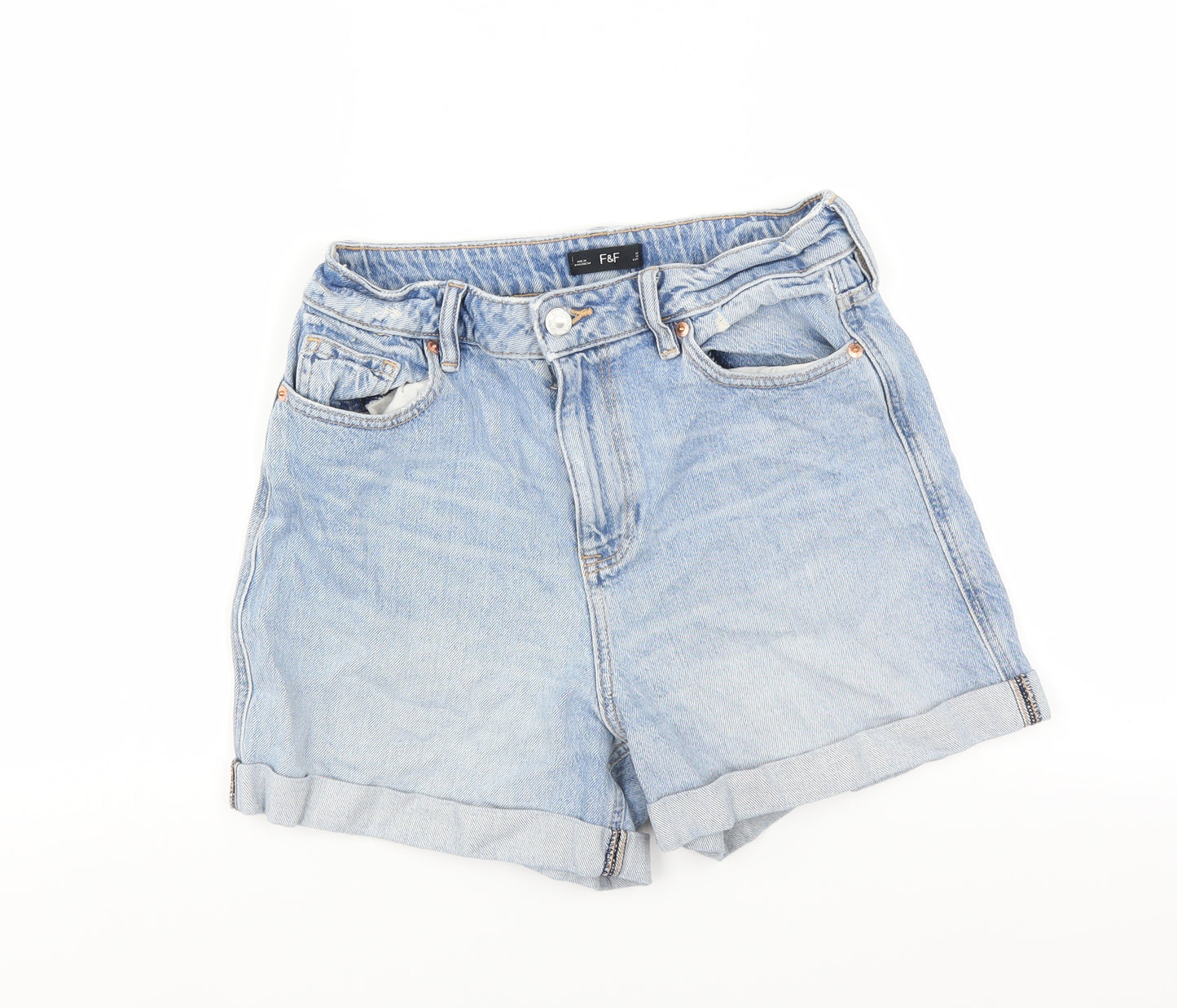 F&F Womens Blue   Hot Pants Shorts Size 10 - DISTRESSED