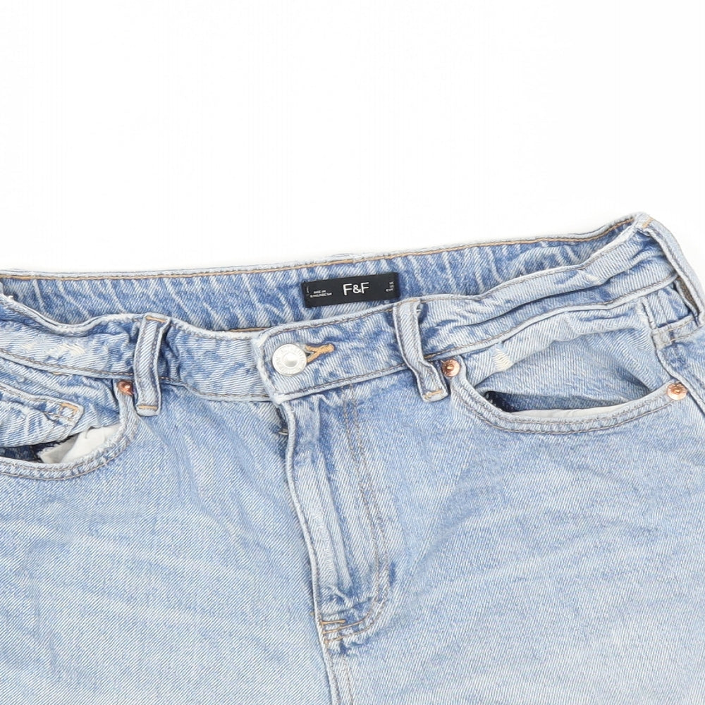F&F Womens Blue   Hot Pants Shorts Size 10 - DISTRESSED
