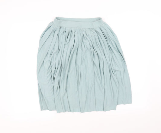 Front view of amosphere women’s blue mini skirt, size UK 6