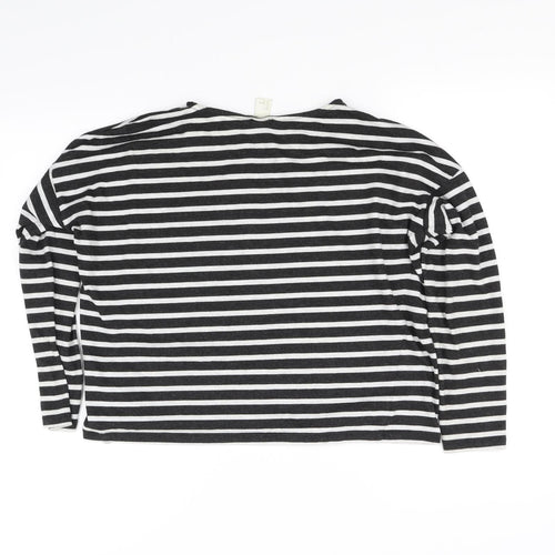 Basic Womens Black Striped  Basic T-Shirt Size S