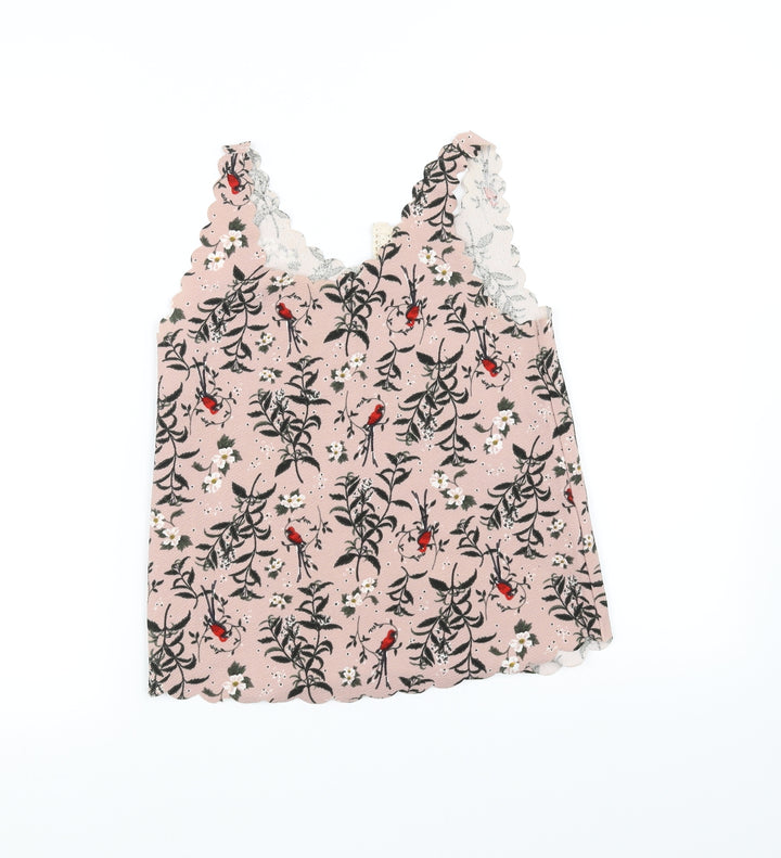 Divided Womens Pink Floral Basic Blouse Size XS