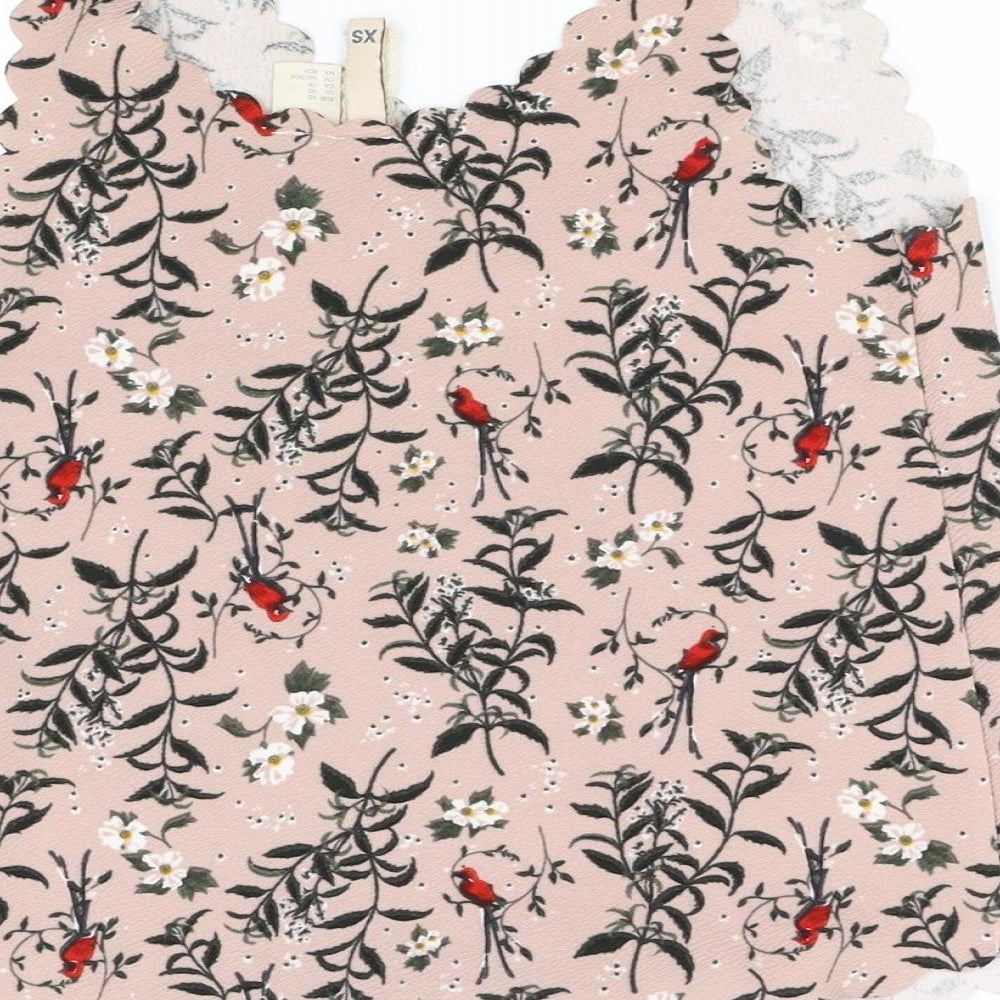 Divided Womens Pink Floral  Basic Blouse Size XS