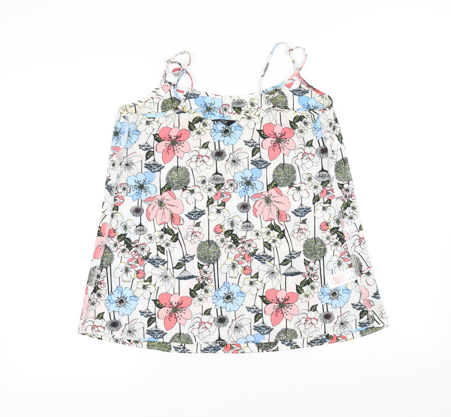 F&F Womens White Floral  Basic Blouse Size 8