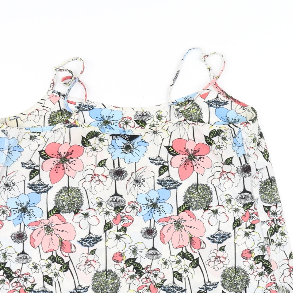 F&F Womens White Floral  Basic Blouse Size 8