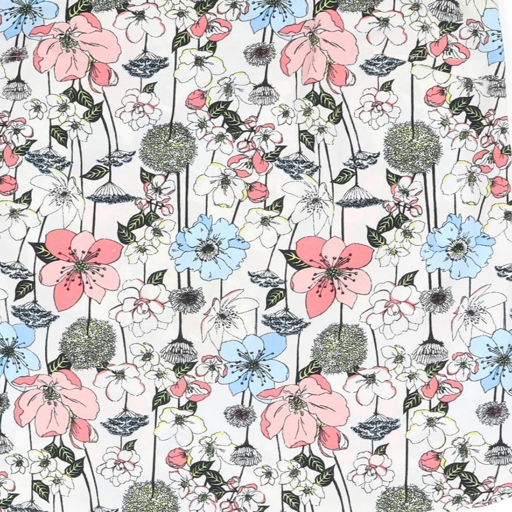 F&F Womens White Floral  Basic Blouse Size 8