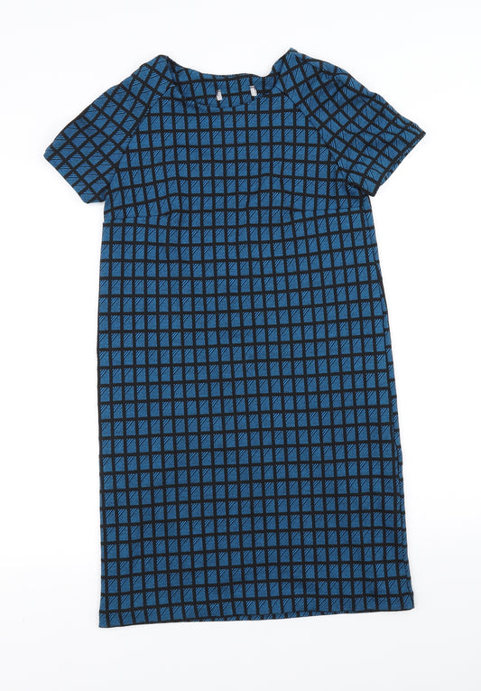 Front view of women’s blue fit & flare, size UK 6