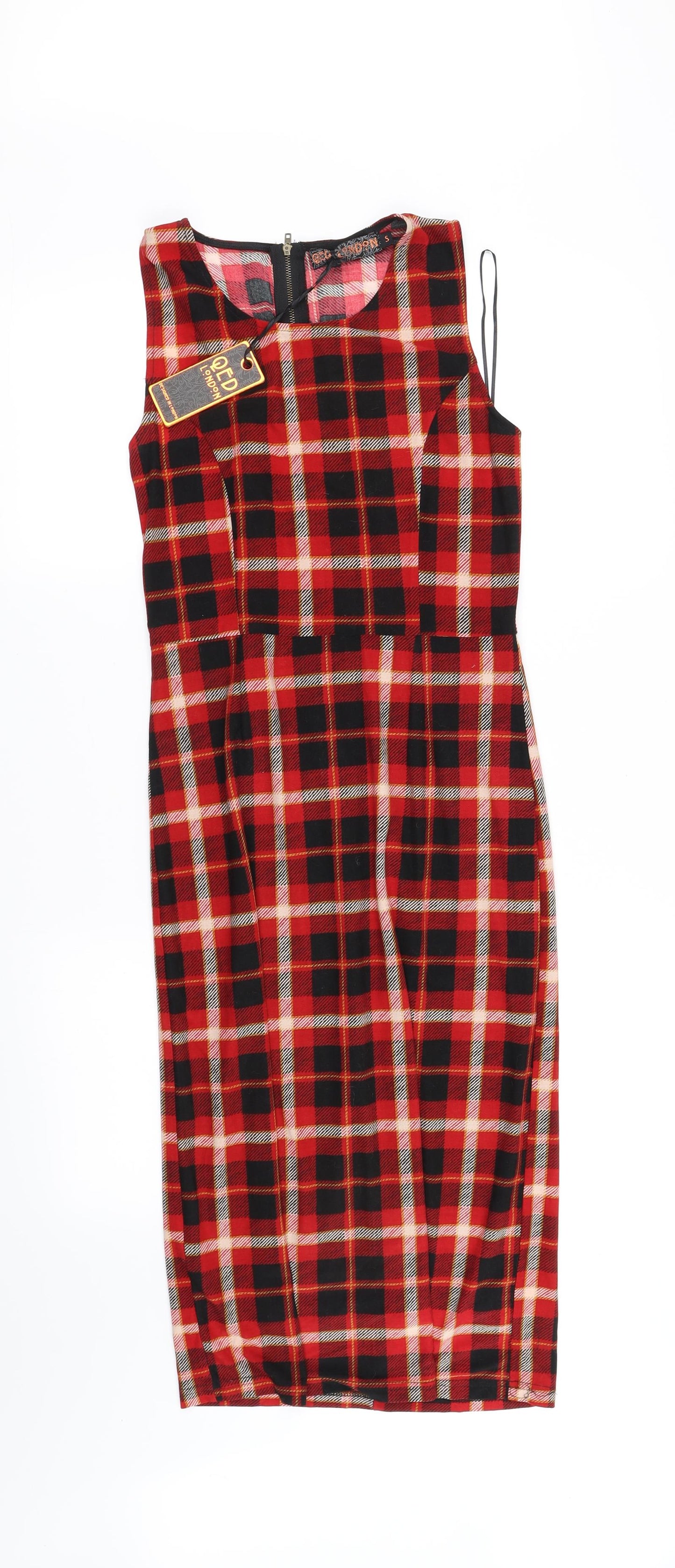qed london Womens Orange Check  Fit & Flare  Size S