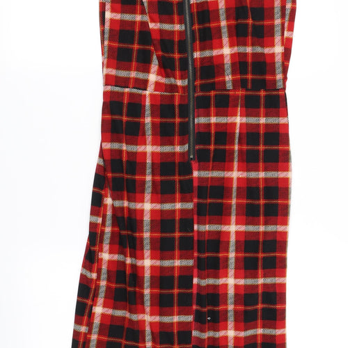 qed london Womens Orange Check  Fit & Flare  Size S