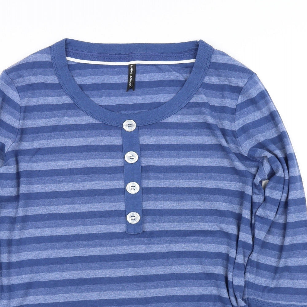 Marks and Spencer Womens Blue Striped  Basic Blouse Size 18