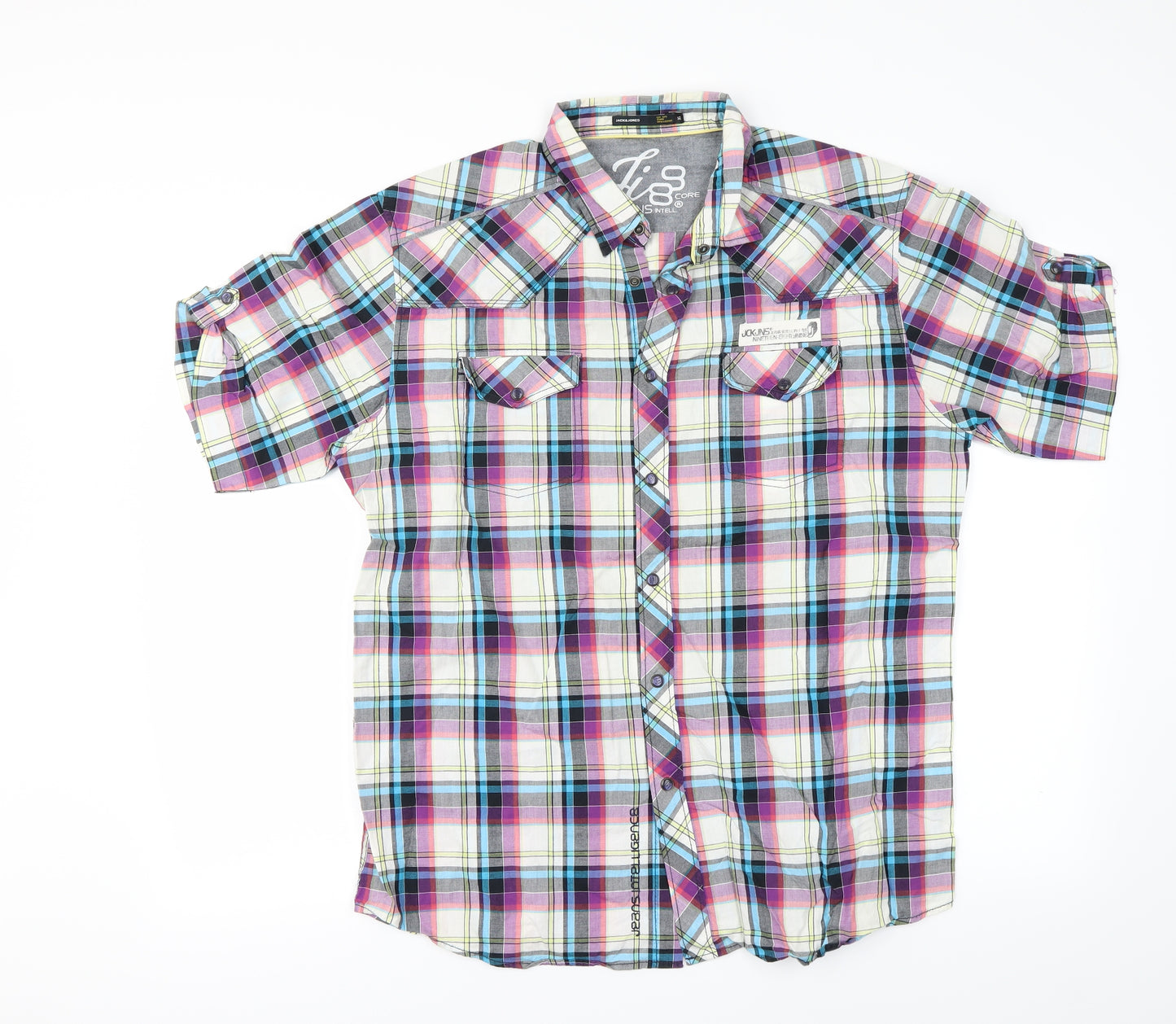 Jack&Jones  Mens White Check   Button-Up Size XL