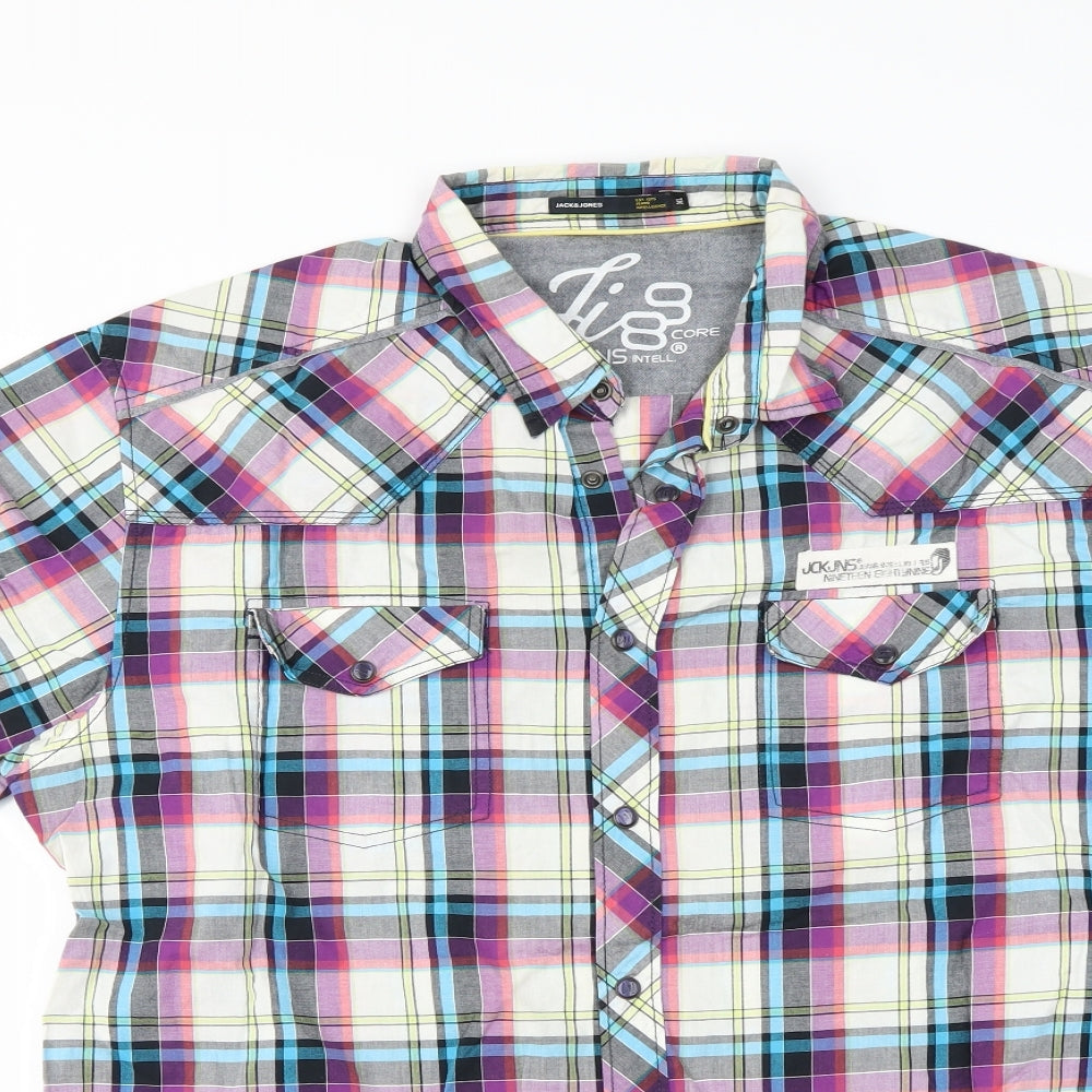 Jack&Jones  Mens White Check   Button-Up Size XL
