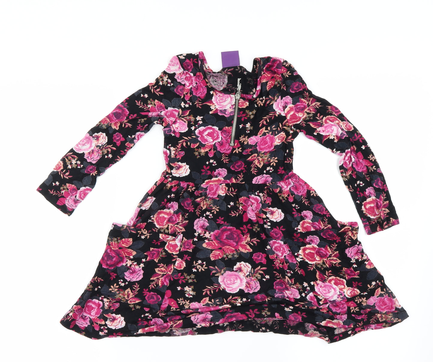 HOOCH Girls Black Floral  A-Line  Size 8-9 Years