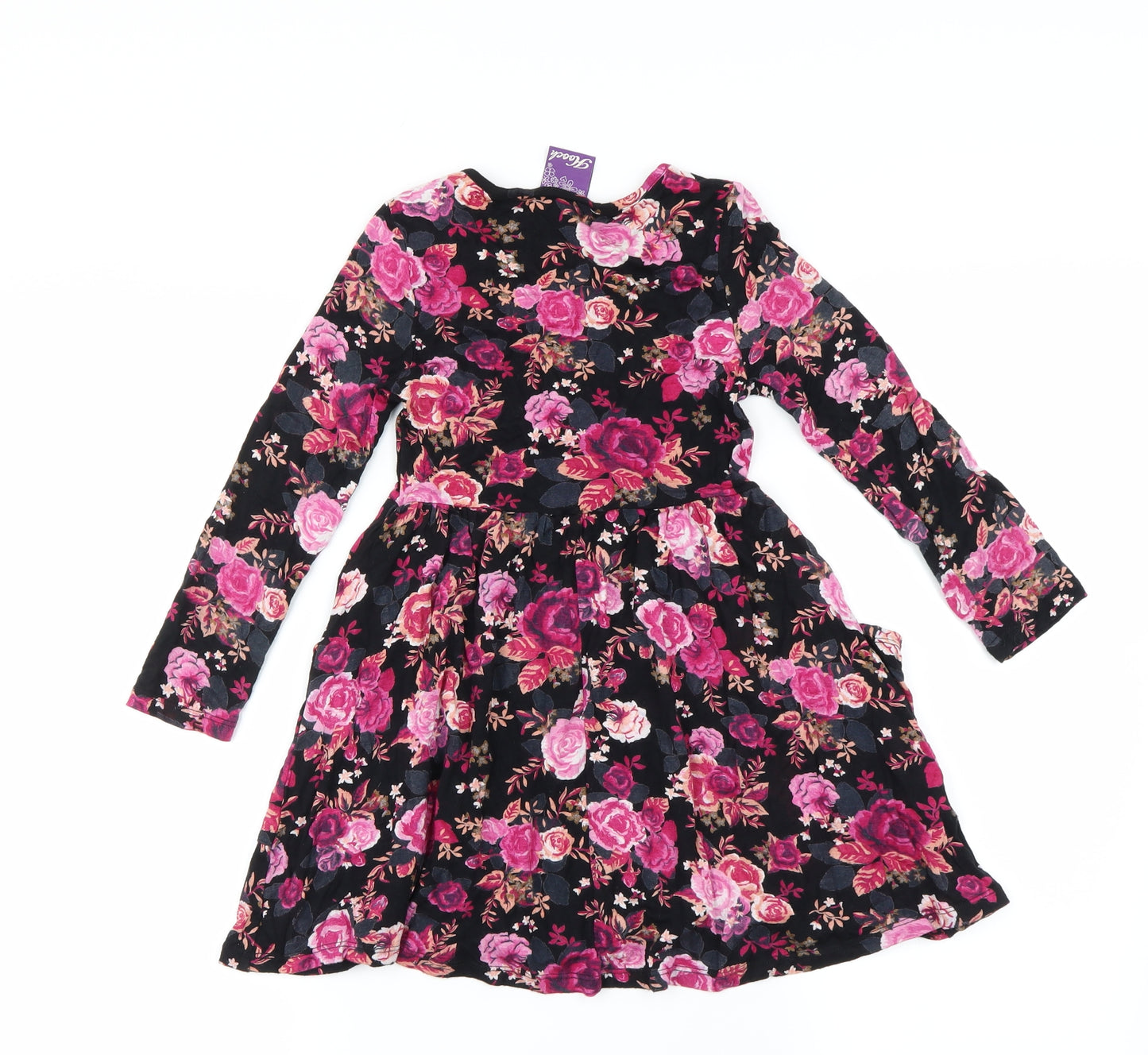 HOOCH Girls Black Floral  A-Line  Size 8-9 Years