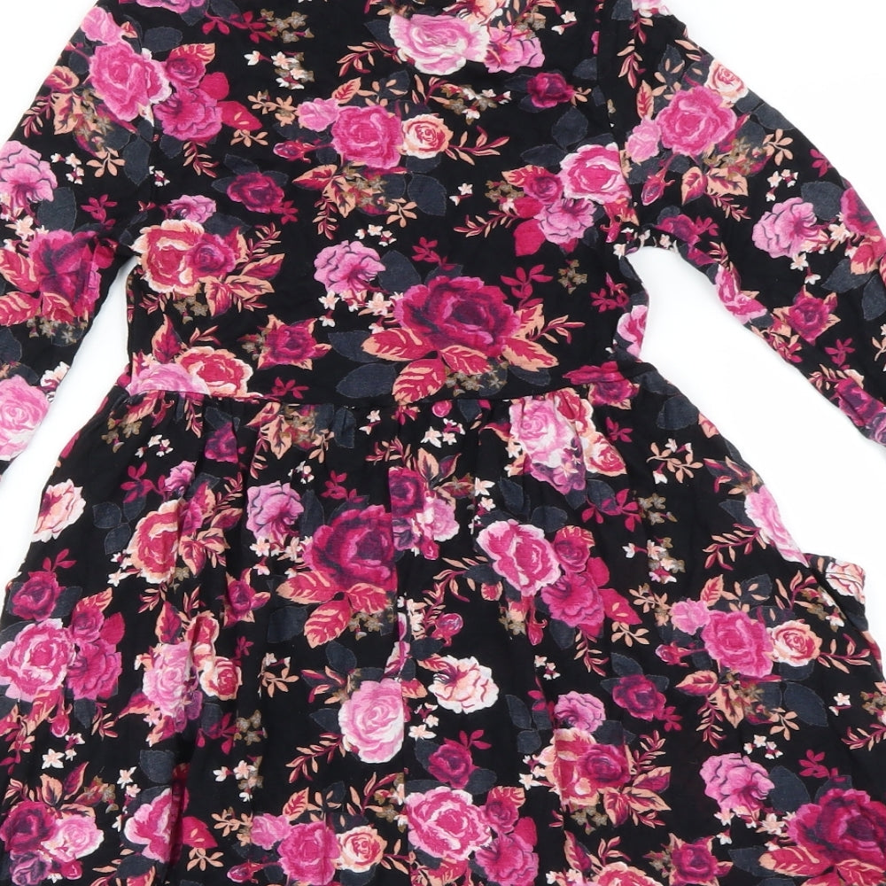 HOOCH Girls Black Floral  A-Line  Size 8-9 Years