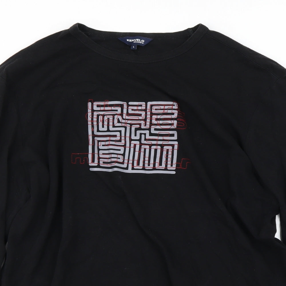 Kenvelo  Mens Black    T-Shirt Size L