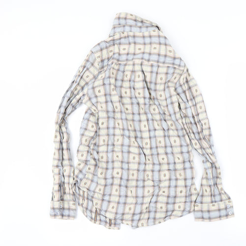 New Look Womens Silver Check  Basic Button-Up Size 10