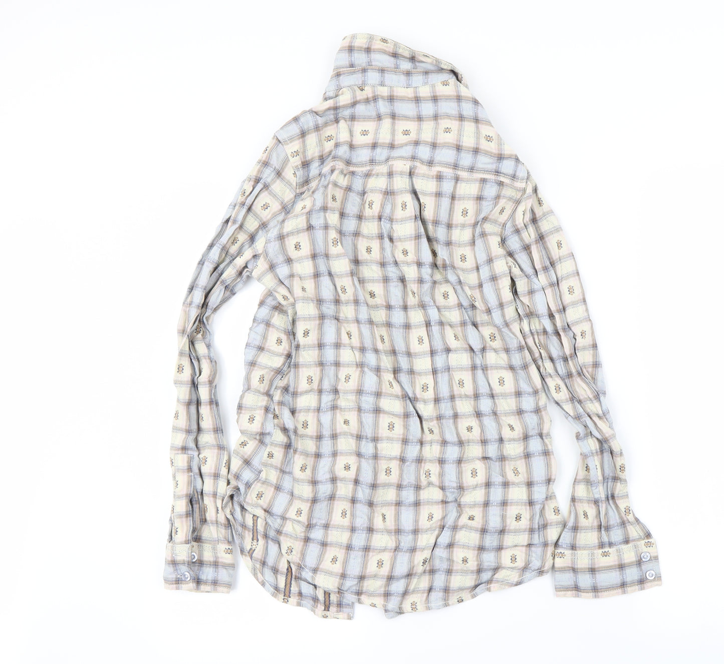 New Look Womens Silver Check  Basic Button-Up Size 10