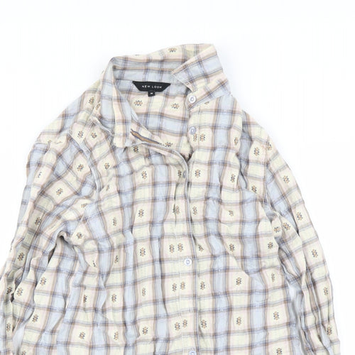 New Look Womens Silver Check  Basic Button-Up Size 10