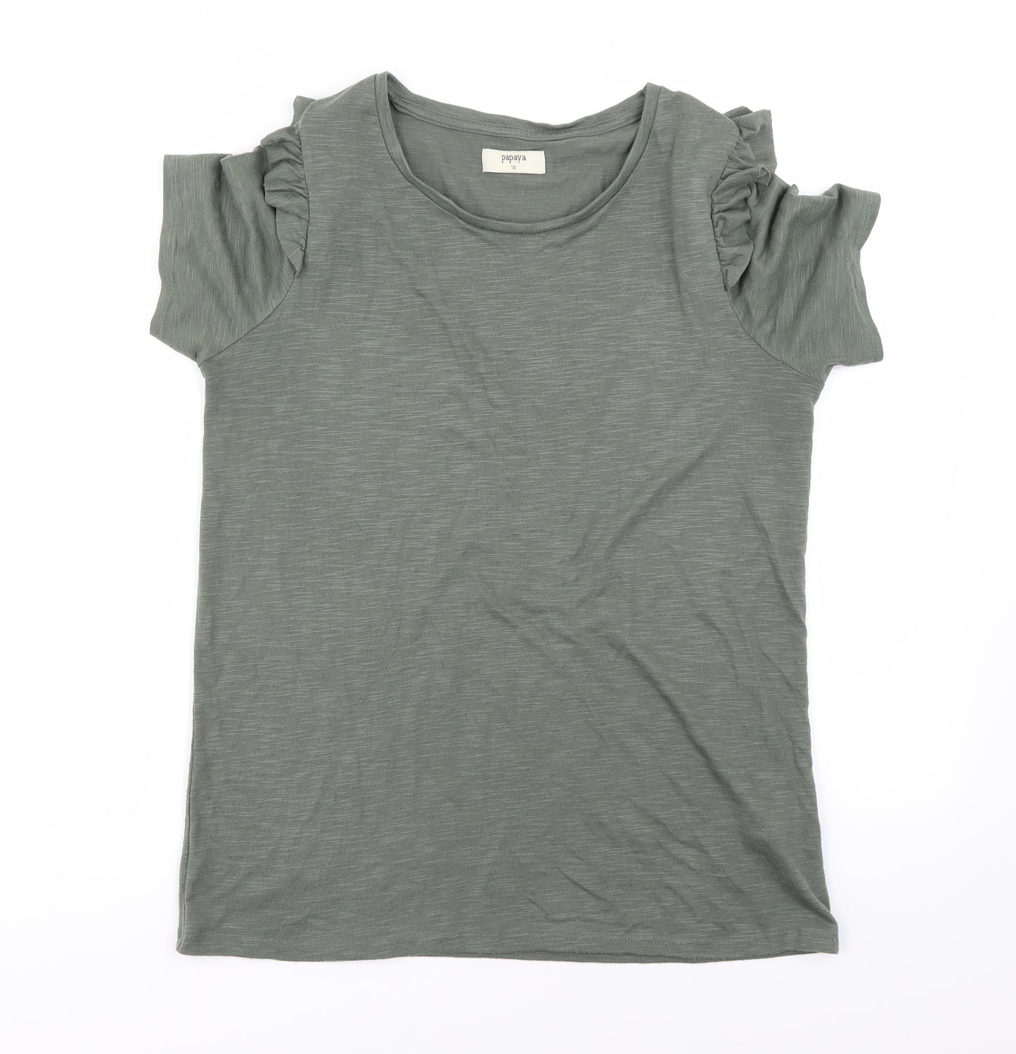 Papaya Womens Green   Basic T-Shirt Size 10