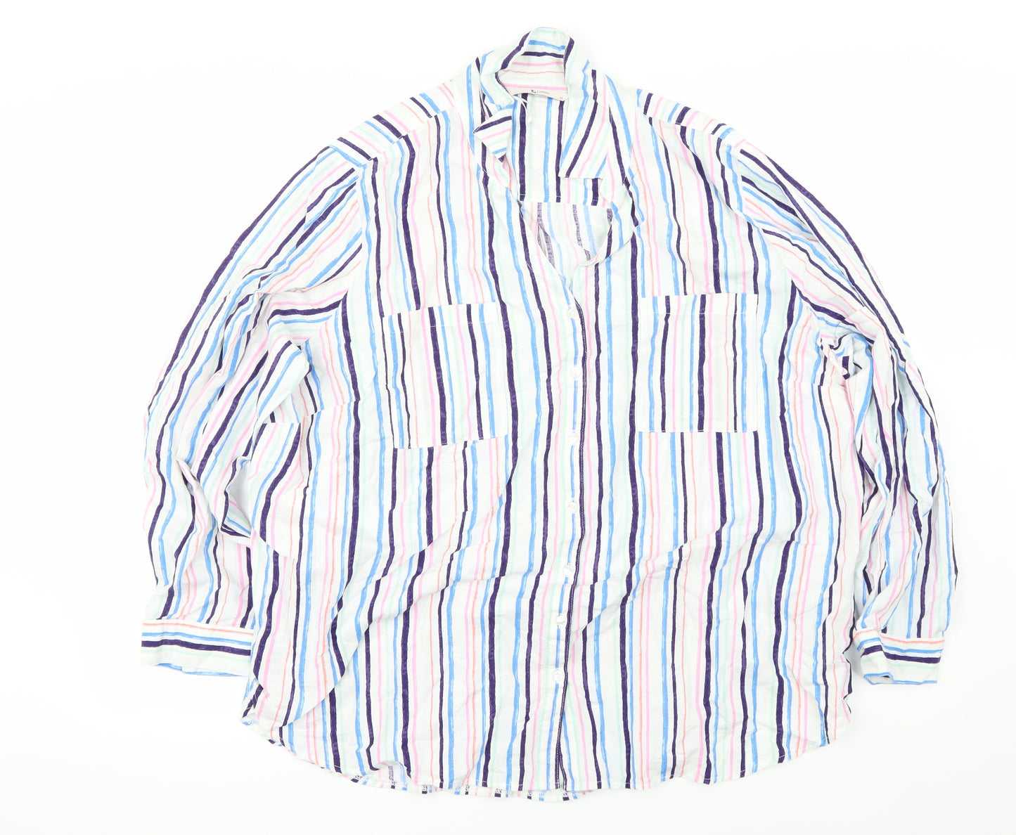 TU Womens White Striped  Basic Button-Up Size 12